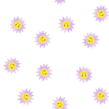 Pattern vibrant flower face cartoon vector 스톡 일러스트