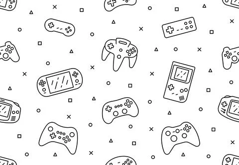 Pattern with Video Games Joysticks Stock Illustration