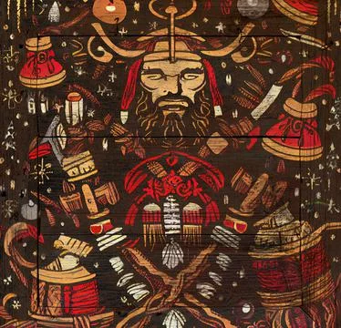 Pattern with vikings face Stock Illustration