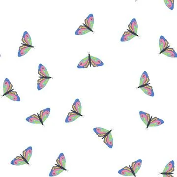 Pattern vintage boho moth cartoon vector Stock Illustration