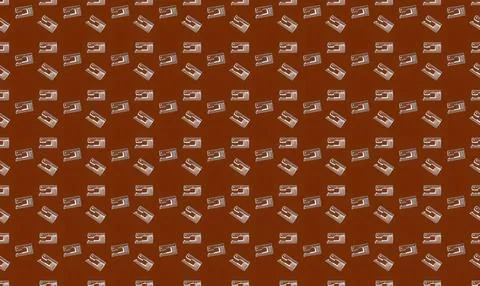 Pattern of vintage cameras on brown background Stock Illustration