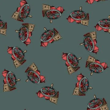 Pattern Vintage coffee grinder hand drawn sketch illustration art Stock Illustration
