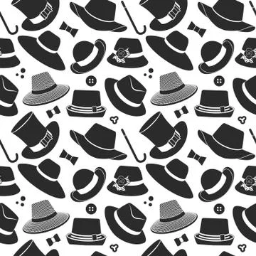 Pattern with vintage hats Stock Illustration