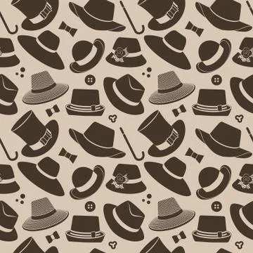 Pattern with vintage hats Stock Illustration