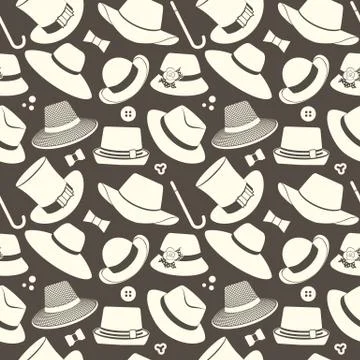 Pattern with vintage hats Stock Illustration