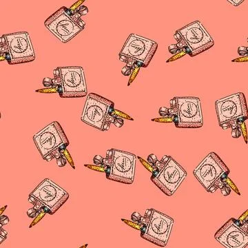 Pattern Vintage lighter object with ignited flame line drawing Stock Illustration