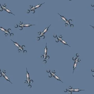 Pattern Vintage medical syringe drawing representing healthcare and treatment Stock Illustration
