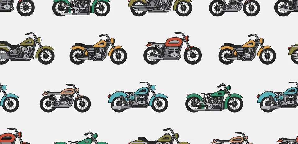 Pattern with vintage motorcycles Stock Illustration
