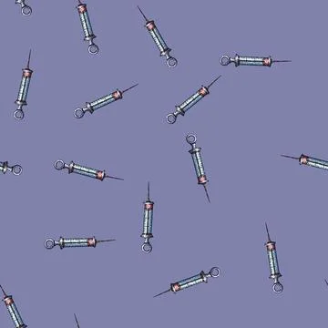 Pattern Vintage syringe image depicting a classic essential medical instrumen Illustrazione stock