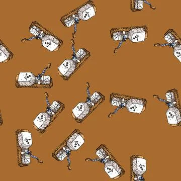 Pattern Vintage wall mounted coffee grinder hand drawing illustration Stock Illustration