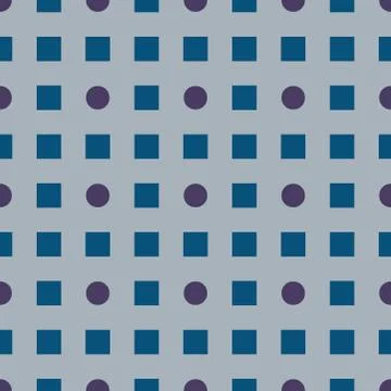 Pattern from violet circles and blue squares on light seamless background. Stock Illustration