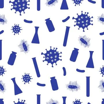 Pattern Virus Bacteria Germ flask Science Medicine Illustrazione stock