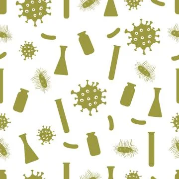 Pattern Virus Bacteria Germ flask Science Medicine Illustrazione stock