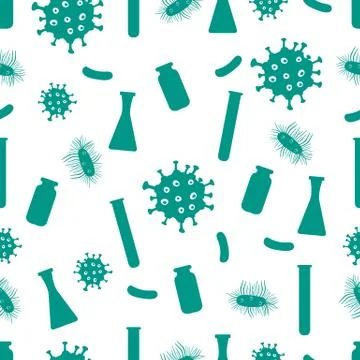 Pattern Virus Bacteria Germ flask Science Medicine Illustrazione stock