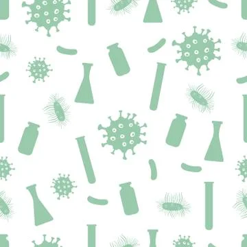 Pattern Virus Bacteria Germ flask Science Medicine Illustrazione stock