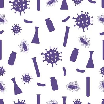 Pattern Virus Bacteria Germ flask Science Medicine Illustrazione stock