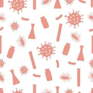 Pattern Virus Bacteria Germ flask Science Medicine Illustrazione stock