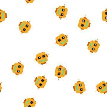 Pattern vision robot head cartoon vector Stock Illustration