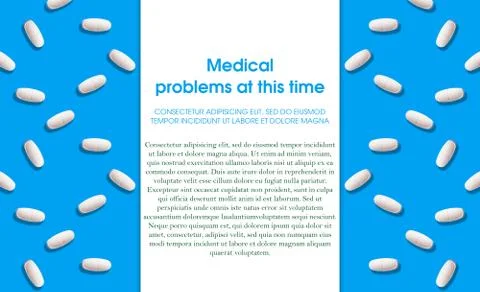 Pattern of vitamin capsules on a blue background. Place for text Stock Photos