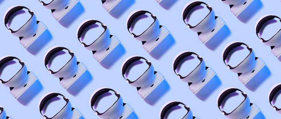 Pattern from vr headset in blue background. Stock Photos