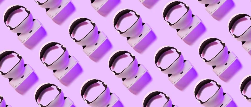 Pattern from vr headset in violet background. Stock Photos