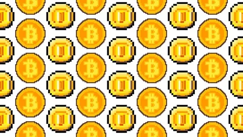 Pattern vscroll loop pixel art coin bitcoin Stock Footage 95843551