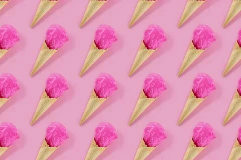 Pattern of waffle cone with polyethylene package. Stock Photos