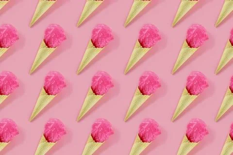 Pattern of waffle cone with polyethylene package. Stock Photos