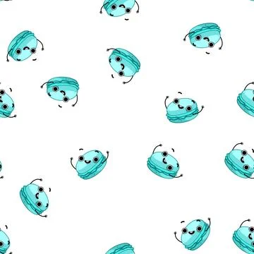 Pattern waffle macaron character cartoon vector Stockillustratie