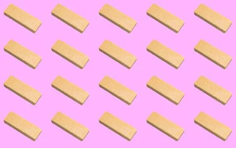 Pattern with waffles on a pink background. Stock Illustration
