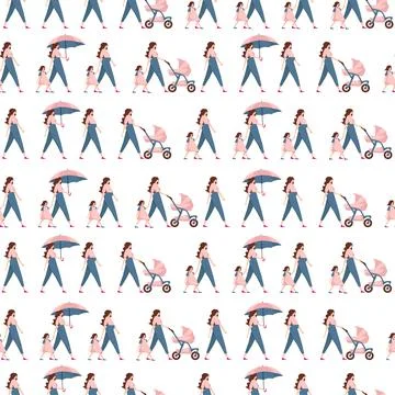 A pattern with walking characters. Stock Illustration