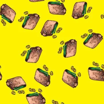Pattern wallet money sketch hand drawn Stock Illustration