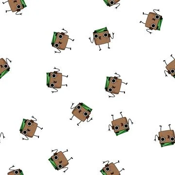 Pattern wallet purse character cartoon vector Stock Illustration