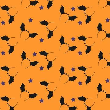 Pattern, wallpaper with decorations in the form of a black bat Stock Illustration