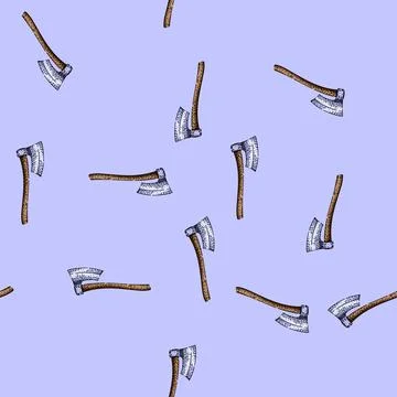 Pattern war axe medieval sketch hand drawn Stock Illustration
