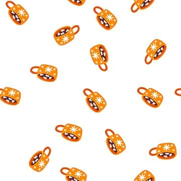 Pattern warm marshmallow cup cartoon vector Stockillustratie