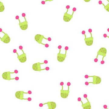 Pattern warm winter hat kid cartoon vector Illustrazione stock