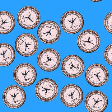 Pattern watch clock sketch hand drawn イラスト素材