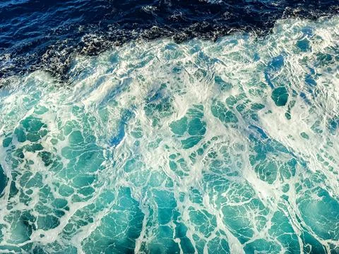 Pattern of water and waves from the wake of a cruise ship. Backgrounds. No pe Stock Photos