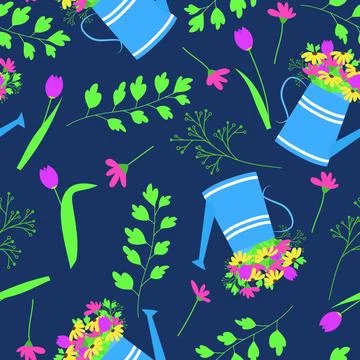Pattern with water can. Stock Illustration