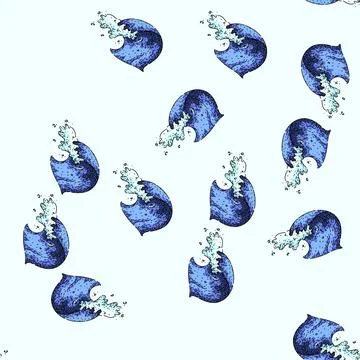 Pattern water ocean wave sketch hand drawn Stock Illustration