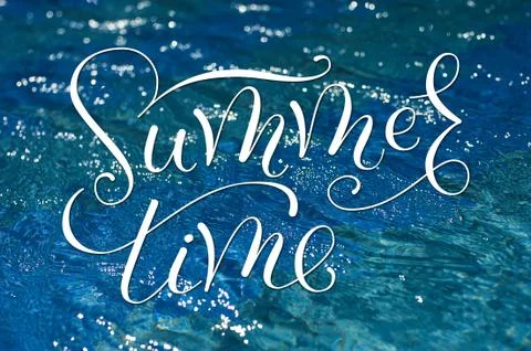 Pattern water texture in a swimming pool and words summer time 스톡 사진