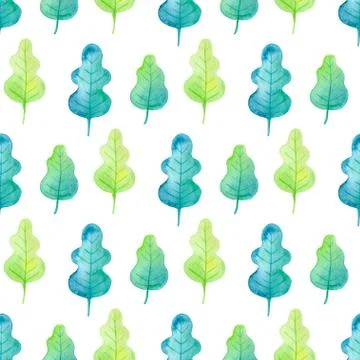 Pattern with watercolor oak leaves Illustrazione stock