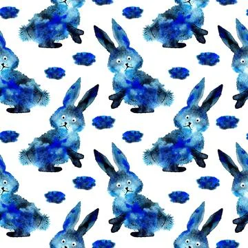Pattern of watercolor spots in the form of a rabbit Illustrazione stock