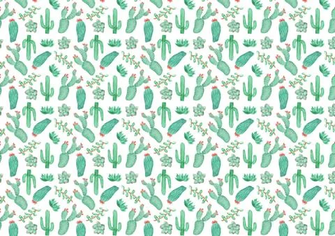 Pattern of watercolor succulent plants Stock Illustration