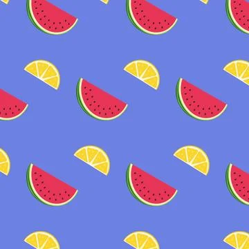 Pattern of watermelon and lemon slices Stock Illustration