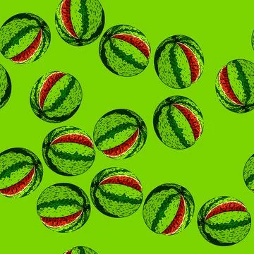 Pattern watermelon cut sketch hand drawn Stock Illustration