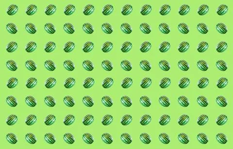 Pattern watermelon fresh on green background many fruits summer set Stock Photos