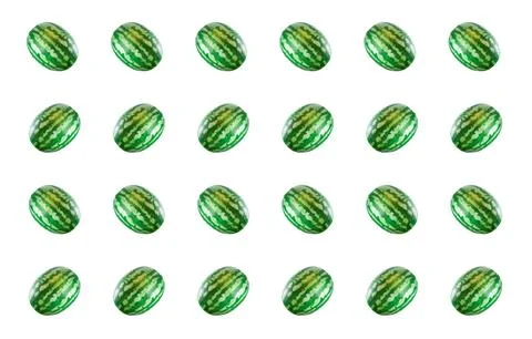 Pattern watermelon fresh on isolated background, tilted fruit set Stock Photos