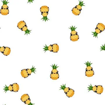 Pattern watermelon pineapple character cartoon vector Stock Illustration